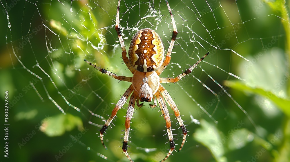 Captivating Closeup of a Colorful Spider in Its Intricate Web Captivating Closeup of a Colorful Spider in Its Intricate Web