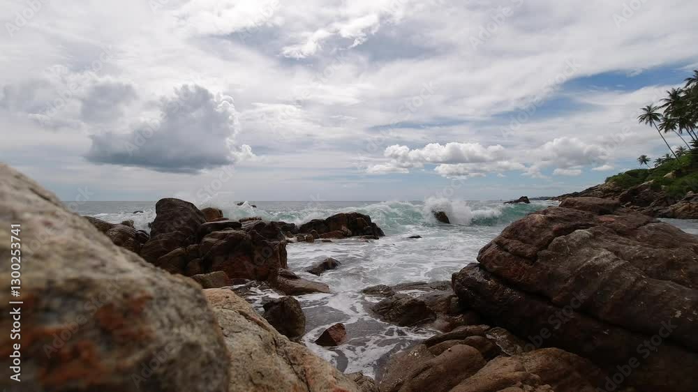Timelapse of Waves and Rocks at Secret Beach, Mirissa, Sri Lanka Timelapse of Waves and Rocks at Secret Beach, Mirissa, Sri Lanka