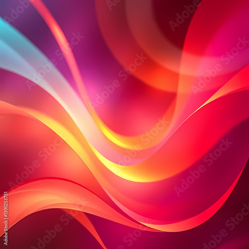 Abstract waves of crimson and orange light blend in fluid motion over a dark backdrop with glowing bokeh — Olas abstractas de luz carmesí y naranja se mezclan en movimiento fluido sobre