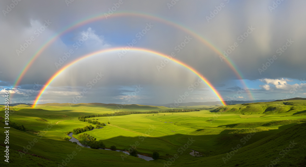 rainbow over green field rainbow over green field
