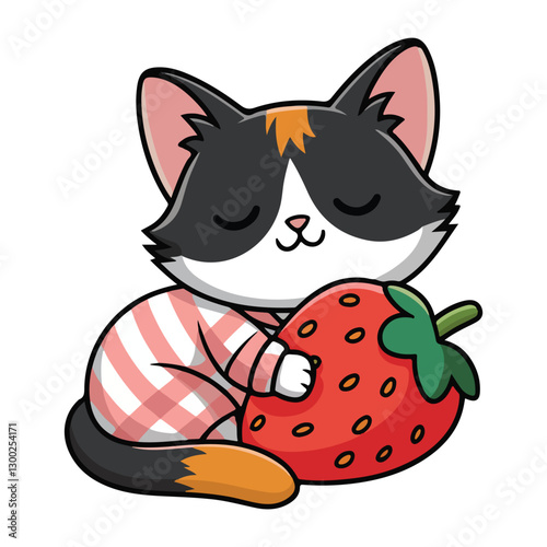 Cute Kitten with Strawberry