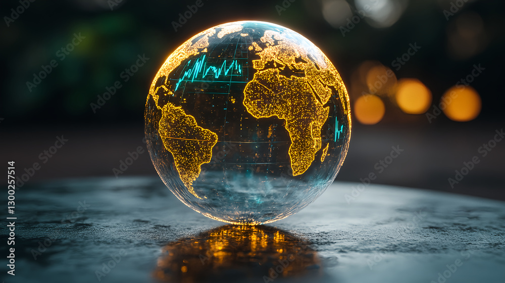 Exploring global data trends digital globe visualization outdoor setting nighttime environment artistic perspective Exploring global data trends digital globe visualization outdoor setting nighttime environment artistic perspective