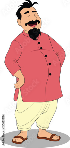 A indian village fat man cartoon character design for cartoon stories