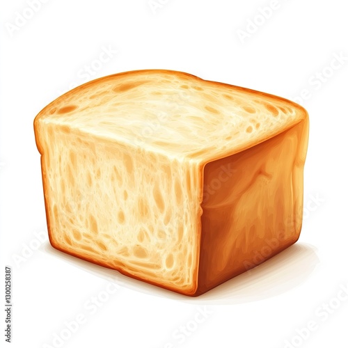 Fresh White Bread Loaf Isolated on White Background: Simple and Clean Food Photography