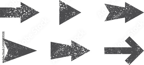 Grunge arrows signs. Vector distressed pointers set. 