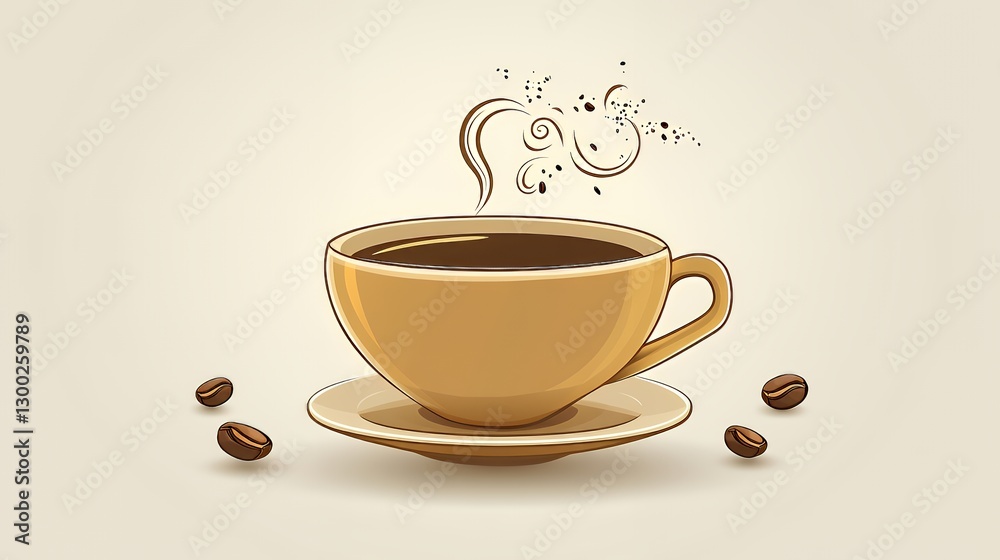 Obraz premium Enjoy a Warm Cup of Fresh Coffee with Rich Aroma and Steaming Essence