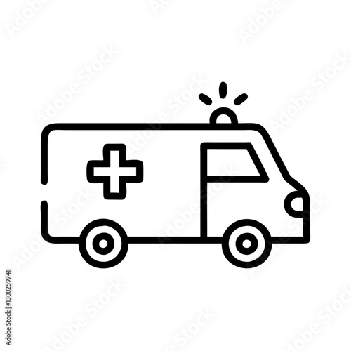 Ambulance vehicle with emergency lights, healthcare response