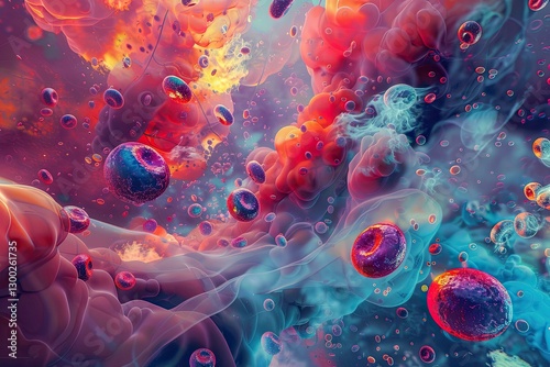Microscopic view of red blood cells, showcasing their disc-like structure.
