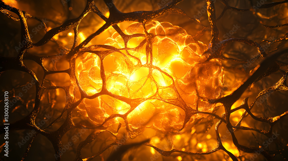 An artistic rendering of a brain made of glowing neural pathways, symbolizing mindfulness.