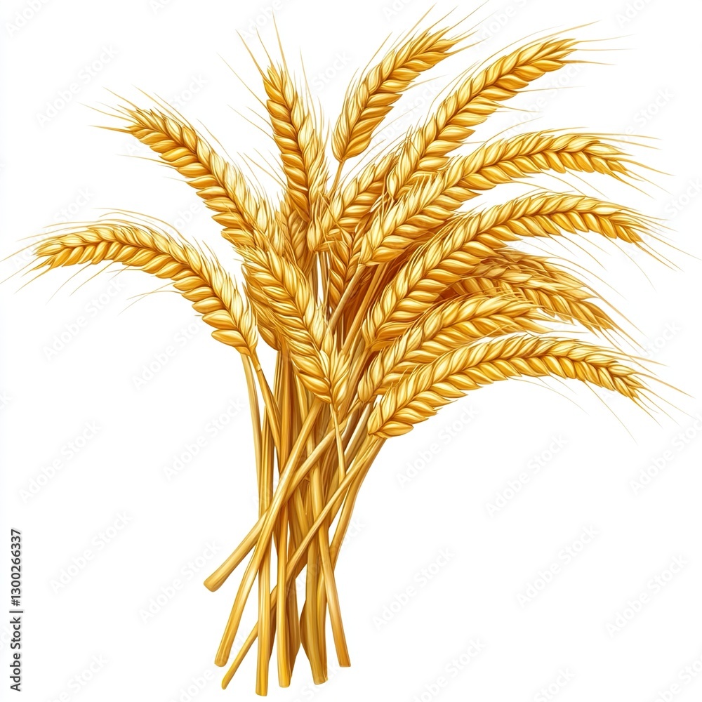 Fototapeta premium Sheaf of Wheat ears, isolated on transparent background. Png format. isolated on white background 
