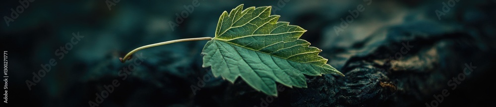 A vibrant green leaf in sharp focus against a blurred bokeh garden. A vibrant green leaf in sharp focus against a blurred bokeh garden.
