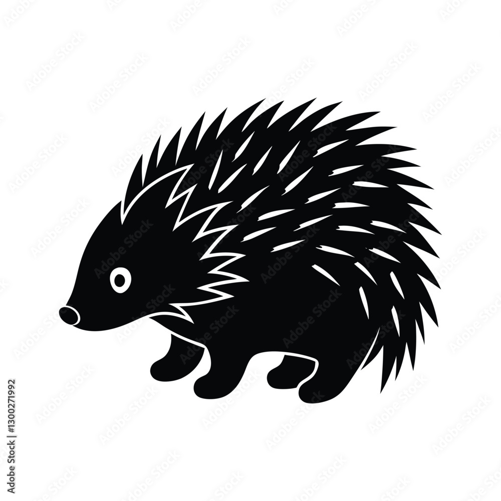 Porcupine silhouette isolated on white background