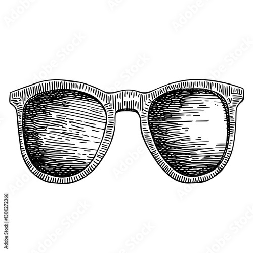 Vector engraved illustration of stylish sunglasses designed to showcase intricate details and unique craftsmanship
