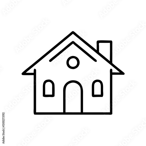 House icon with a simple design, represents home and shelter, black outline, modern design