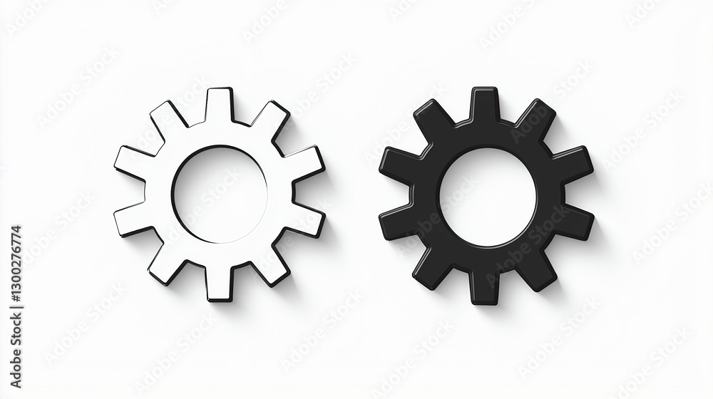 Black and White Gears Representing Different Design Perspectives Black and White Gears Representing Different Design Perspectives