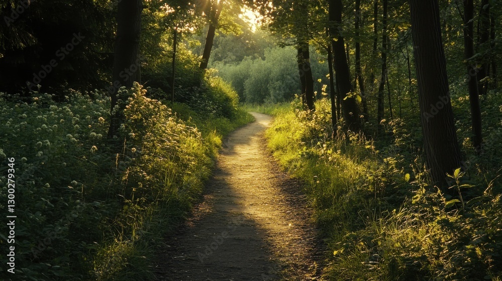 Obraz premium Serene Biking Trails in Vibrant Nature Light