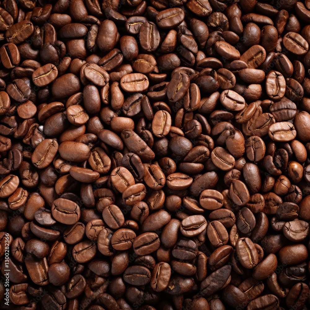 Roasted coffee beans, close-up texture, background, food industry Roasted coffee beans, close-up texture, background, food industry