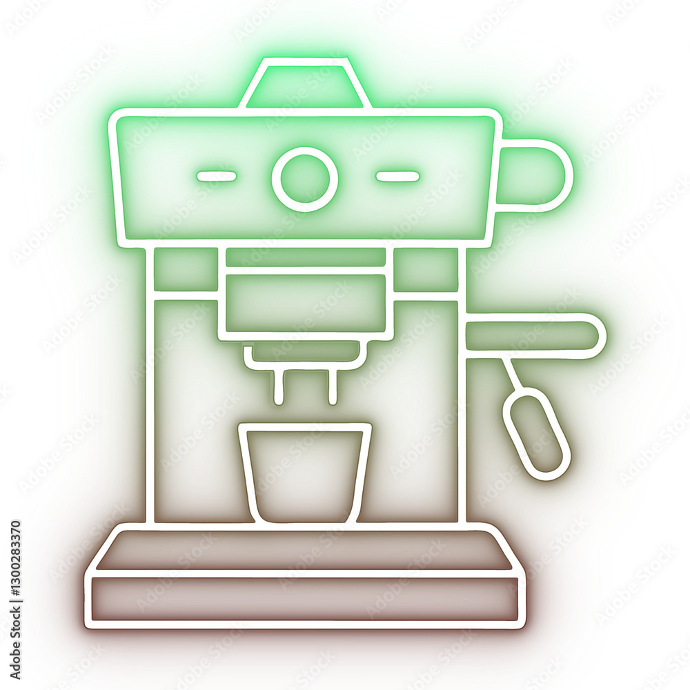 Neon Espresso Machine Icon - Coffee Lover's Art isolated on transparent Background PNG Neon Espresso Machine Icon - Coffee Lover's Art isolated on transparent Background PNG