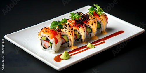 Uramaki Sushi Rolls with Tobiko & Spicy Mayo