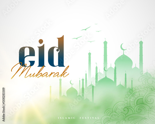 eid mubarak wishes background with islamic mosque