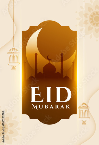 traditional eid mubarak greeting template design