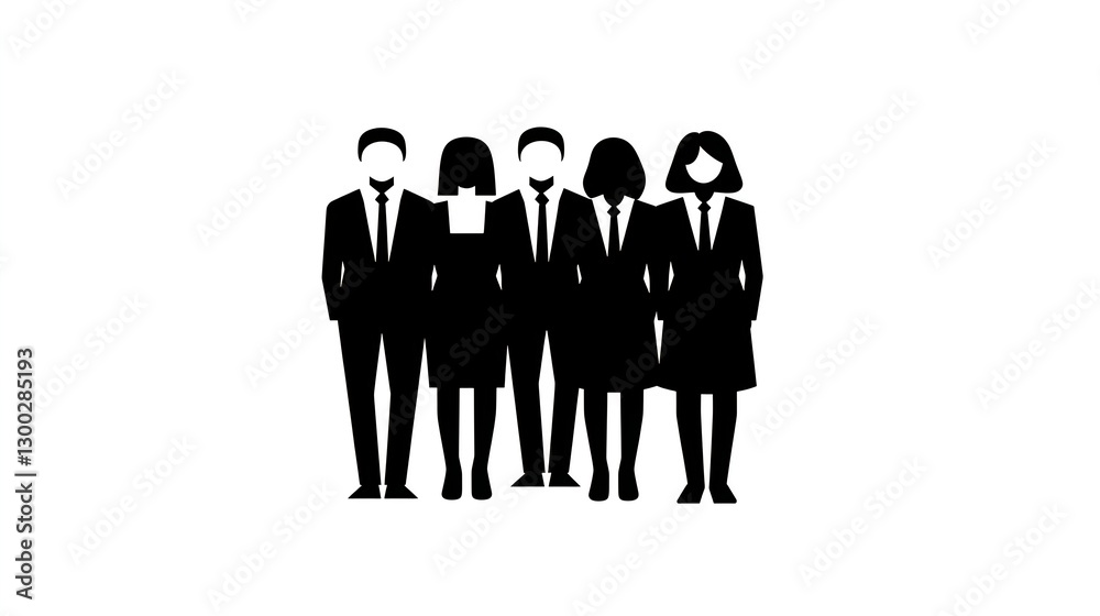 Group of Five Business Professionals in Formal Attire Standing Together Group of Five Business Professionals in Formal Attire Standing Together