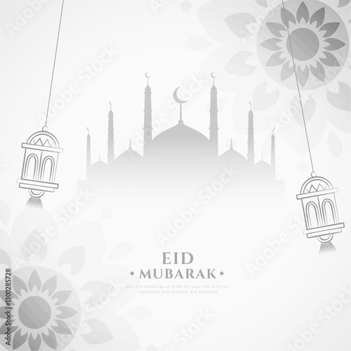 eid mubarak religious white background design