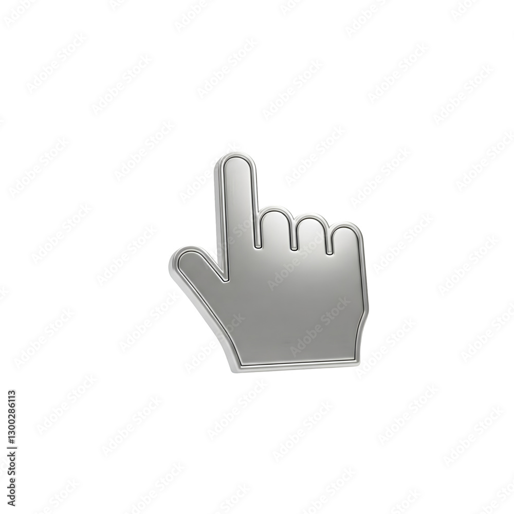 Obraz premium 3d chrome hand cursor icon isolated on transparent background