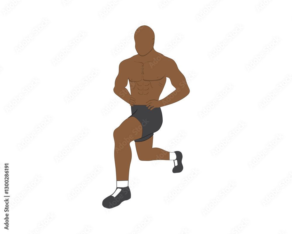 vector design, an illustration of an athletic, bald-headed man warming up before exercising vector design, an illustration of an athletic, bald-headed man warming up before exercising