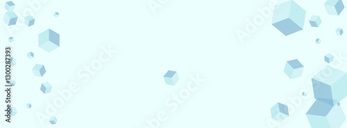 Sky Blue Square Background Blue Vector. Box Isometric Template. Monochrome Block Package Texture. Paper Design. White Empty Polygon.