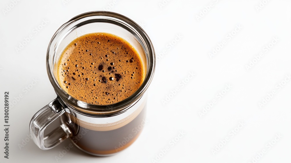 Espresso Macchiato in Glass, White Background Espresso Macchiato in Glass, White Background