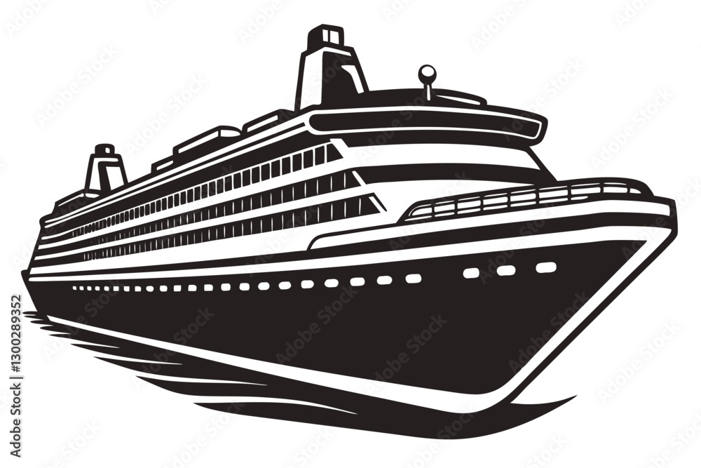 A drawing of a cruise ship on a white background A drawing of a cruise ship on a white background