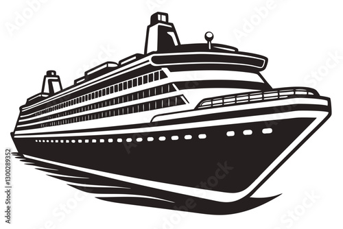 A drawing of a cruise ship on a white background