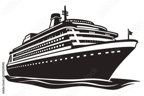 A drawing of a cruise ship on a white background
