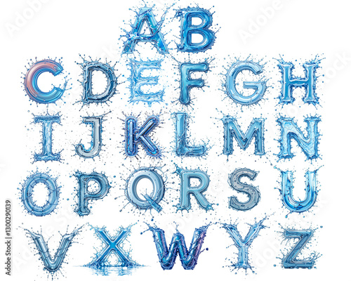 Water splash font a to z set png