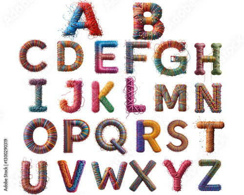 stitched with thread font a to z set png