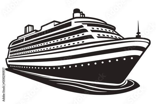 A drawing of a cruise ship on a white background