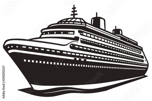 Cruise Black and White Isolated Icon Vector illustration