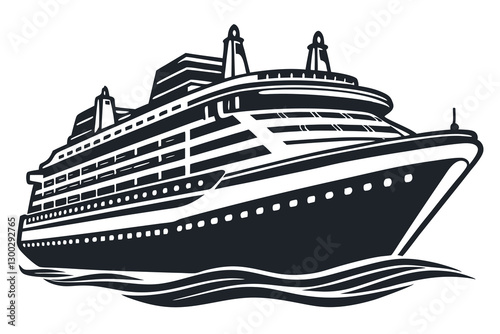 Cruise Black and White Isolated Icon Vector illustration