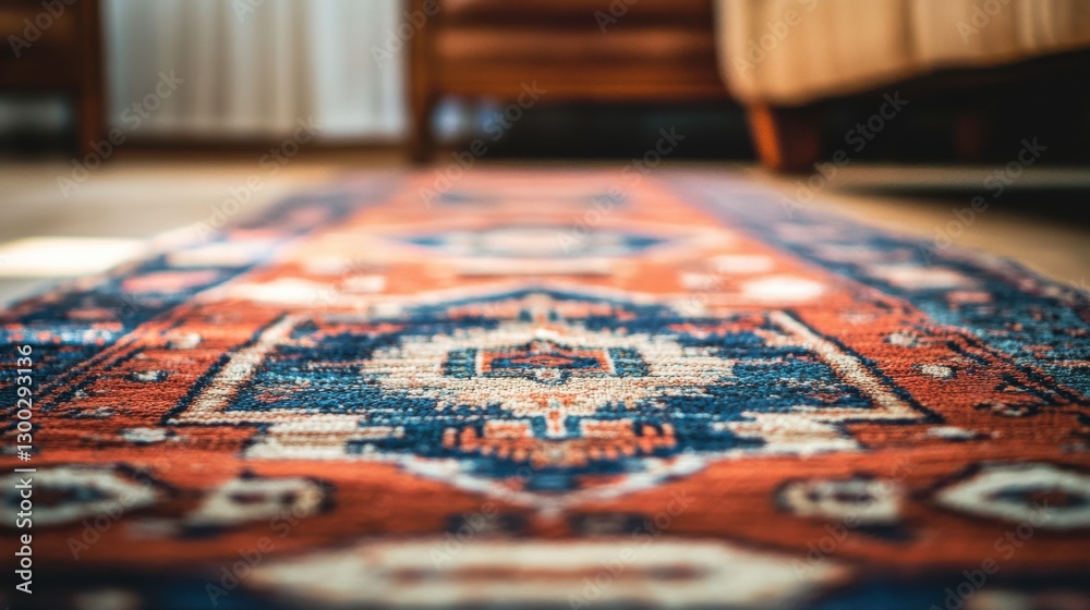 Naklejka premium Colorful Textile Patterns on Vibrant Cozy Rug