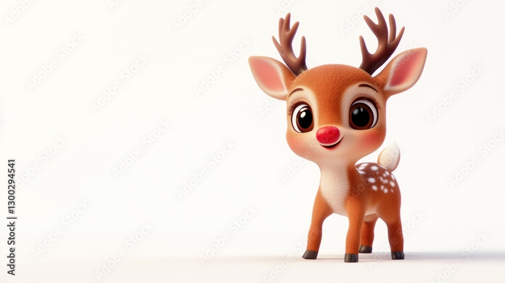 Cute 3D Reindeer, Christmas, White Background (1) Cute 3D Reindeer, Christmas, White Background (1)