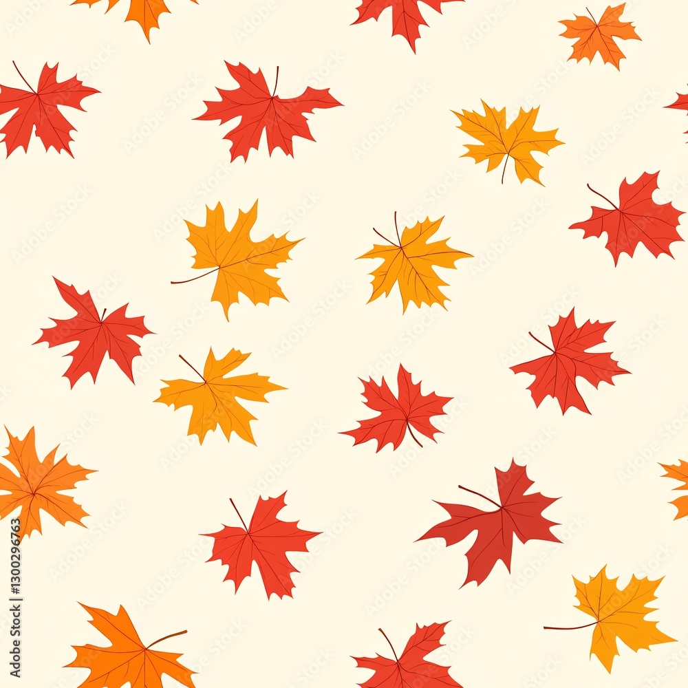 Vibrant Autumn Leaves Seamless Pattern - Red, Orange, and Yellow Tones for Backgrounds and Prints Vibrant Autumn Leaves Seamless Pattern - Red, Orange, and Yellow Tones for Backgrounds and Prints