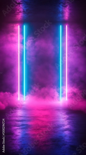 Wallpaper Mural Vibrant neon lights illuminate a foggy space, creating a captivating ambiance for various events and performances Torontodigital.ca