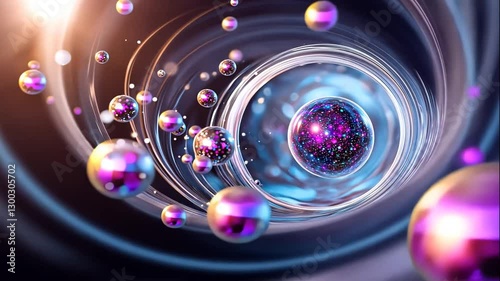 Abstract swirling spheres in a cosmic vortex