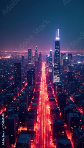 Wallpaper Mural Cityscape skyline with glowing abstract network overlay, gradient lines , skyline, concept Torontodigital.ca