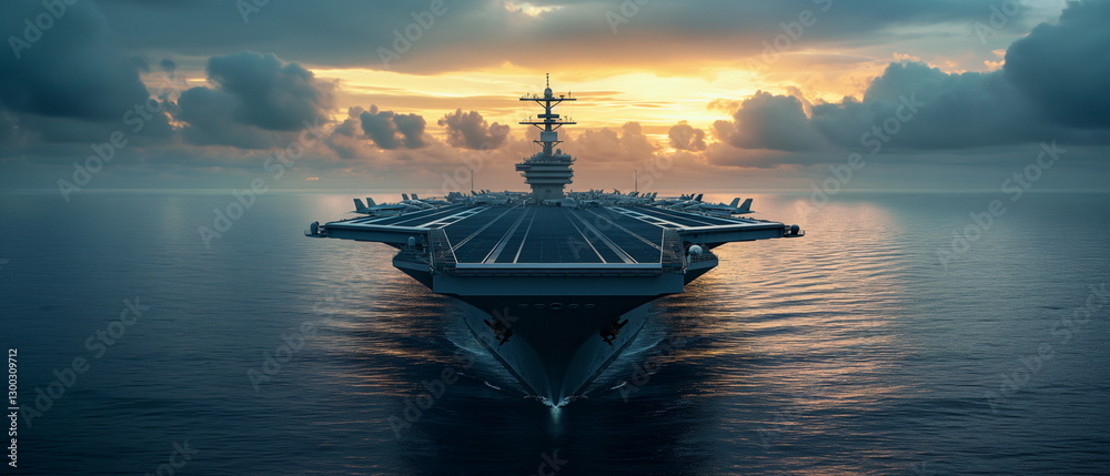 Fototapeta premium A massive aircraft carrier in the ocean a gigantic_004