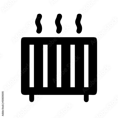 Steam radiator icon with steam symbols in bold minimalist design for heating systems

