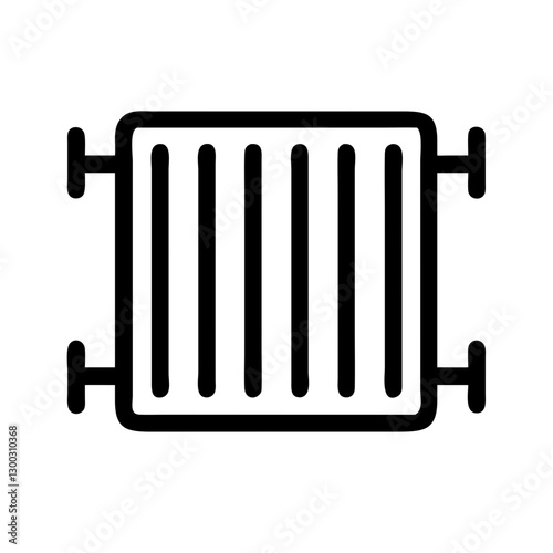 Radiator icon with vertical fins in modern minimalist design for heating systems
