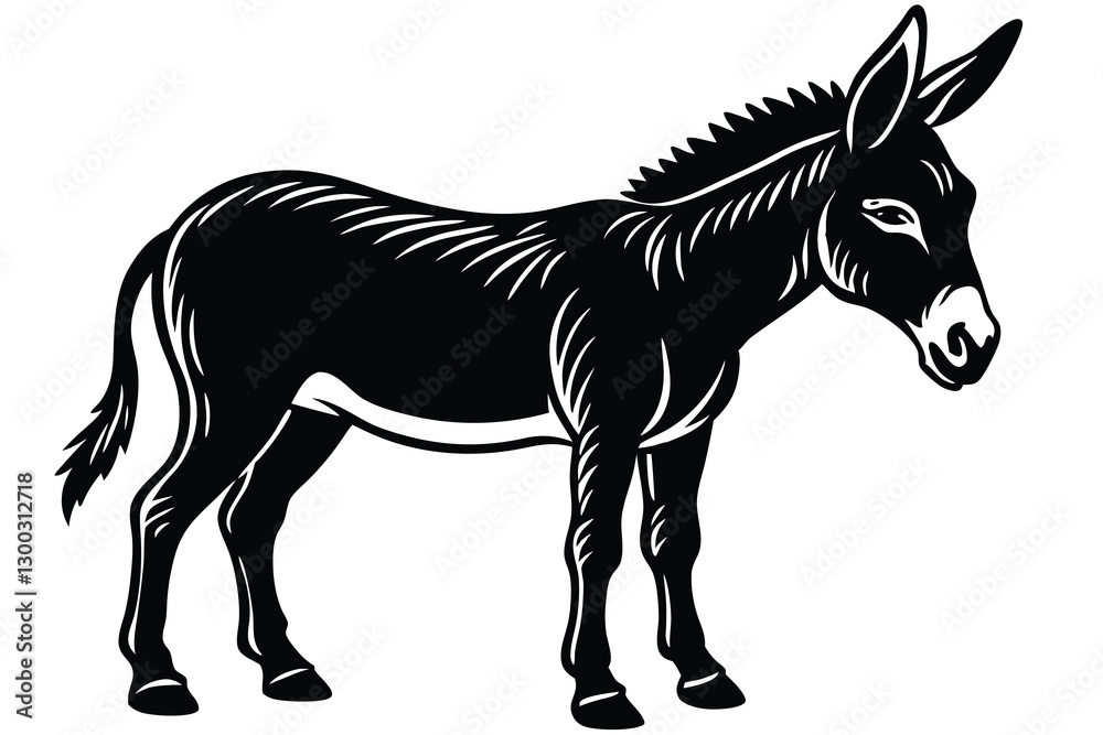 Fototapeta premium Silhouette donkey animal black color
