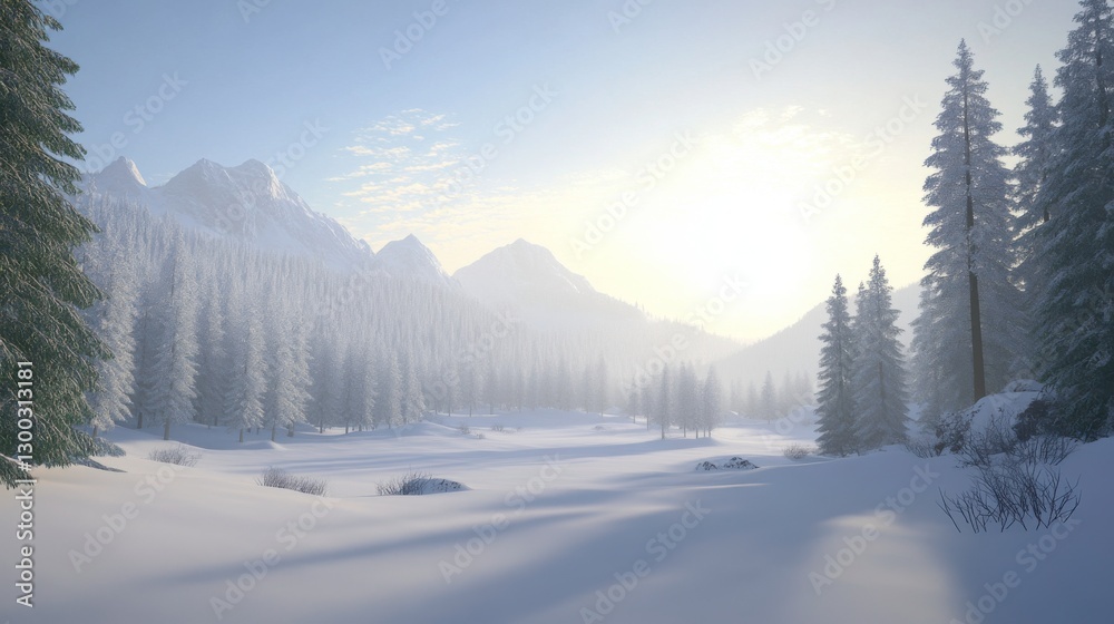 Soft Light on Snow-Covered Winter Landscape Soft Light on Snow-Covered Winter Landscape
